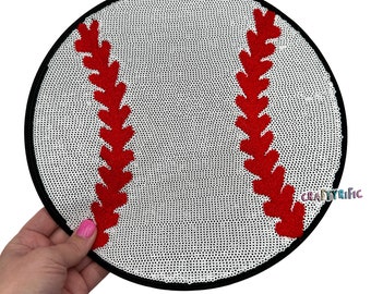 Baseball Large Sequin Patch, Game Day Large Patches, Sequin Iron On Patch, T-Shirt patch, Heat Transfer Patch