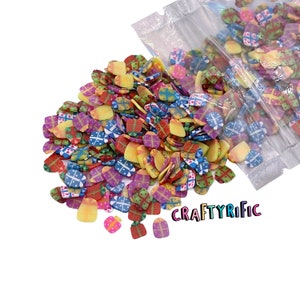 Christmas Gifts Mix Polymer Clay Slices, Christmas Polymer Clay Slices, Fake Sprinkles, Jimmies, Clay Slices for Resin Crafts and Slime