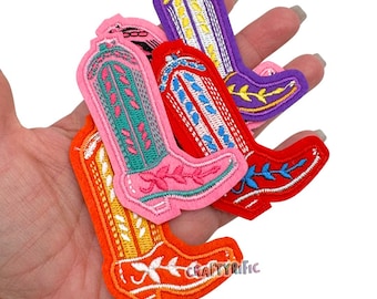 Cowboy Boot Patch, Western Patch, Preppy Patch, Embroidered Patch, Hat Patch, Trucker Hat Patch, Iron On Patch