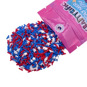 Patriotic Polymer Clay Sprinkle Mix, Fake Sprinkles, Slime Polymer Clay Slice for Snowglobe Tumbler Hair Gel and Nail Art, 4th of July