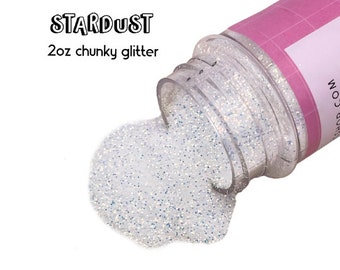 Stardust Fine Glitter 2oz Bottle, White Glitter, 1/64 Fine Glitter, Polyester Glitter, Solvent Resistant, Premium Quality Glitter