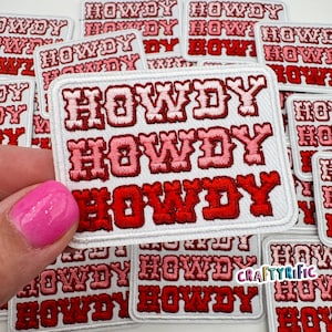 Howdy Patch, Pink Howdy Patch,  Rodeo Patch, Cowgirl Patch, Western Patch, Trucker Hat Patches, Embroidery Patch, Iron on Patch