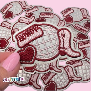 Howdy Patch, Cowgirl Boots Patch, Rodeo Patch, Cowgirl Patch, Western Patch, Trucker Hat Patches, Embroidery Patch, Iron on Patch