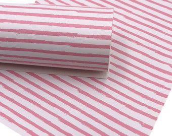 May include: Pink and white striped fabric with a brushstroke pattern. The fabric is rolled up and the stripes are diagonal.
