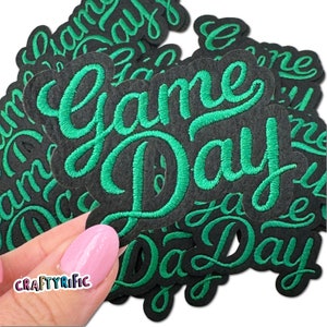 Green Game Day Patch, Football Mama Patch, Trucker Hat Patches, Embroidery Patch, Iron on Patch, Patch for Hat