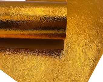 Golden Yellow Metallic Textured Faux Leather Sheet