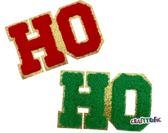 Ho Ho Ho Chenille Patch, 4 inch Christmas Hat Patch, Trucker Hat Patches, Funny Patch, Embroidery Patch, Iron on Patch