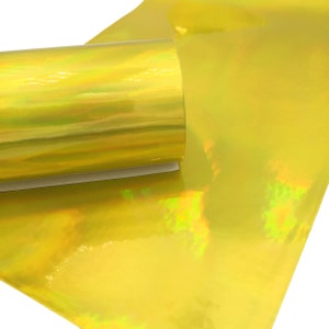 YELLOW MIRROR Fabric Sheets, Faux Leather Material, Iridescent Leatherette, Fabric Sheet for Hair Bows and Earrings