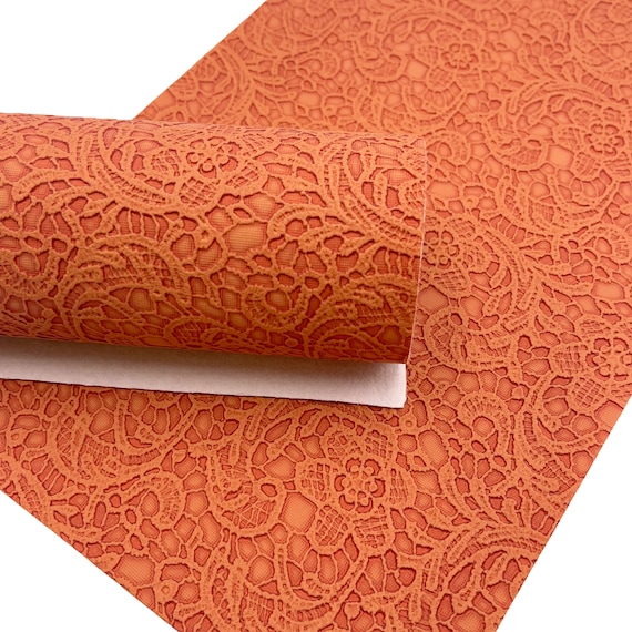 Terracota Floral Embossed Faux Leather Sheets, PVC Faux Leather