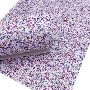 Purple Wildflower Chunky Glitter Fabric, Glitter Canvas Sheets, Glitter Faux Leather, Vinyl Fabric Sheet