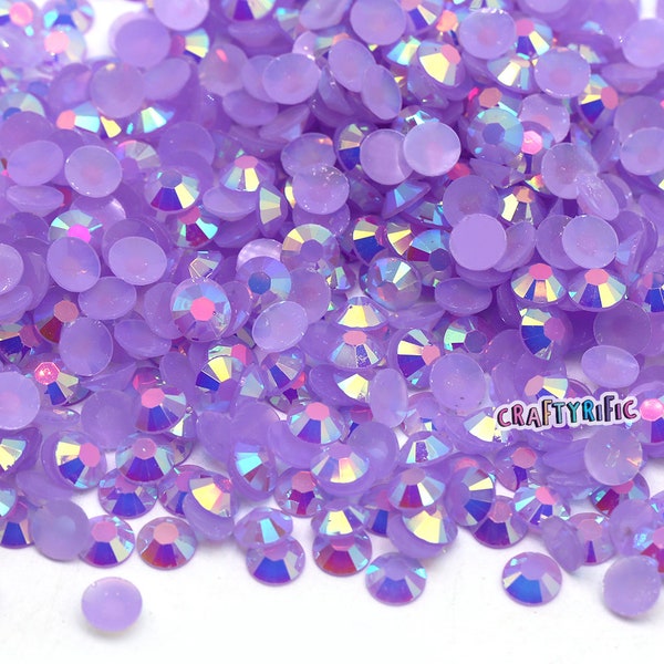 Lt amethyst AB Jelly Rhinestones Pack of 1000, Non Hot fix Resin Rhinestones, Choose Size 3mm, 4mm or 5mm