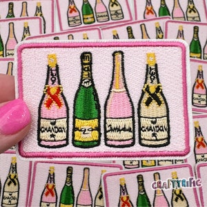 Champagne Bottle Patch, Drinking Patch, Trucker Hat Patches, DIY Patch, Girly Patch, Embroidery Patch, Iron on Patch