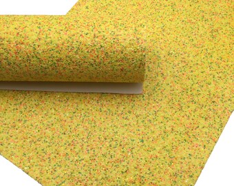 SUNNY SIDE MIXED Chunky Glitter fabric Sheets, Chunky Glitter Faux Leather, Glitter Fabric for Bows and Crafts - 0708