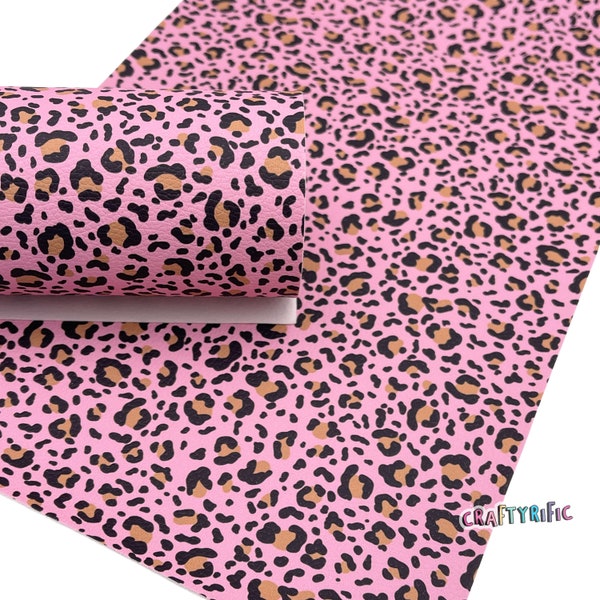 Pink Leopard Premium Smooth Faux Leather Sheets, Custom Leather Sheets, Exclusive Design, Leather for Earrings