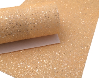 FROSTED PEACH Chunky Glitter Canvas Sheets, Premium Chunky Glitter Fabric, Fabric for Bows - 1071