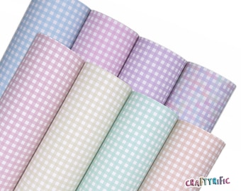 Pastel Gingham Faux Leather Sheets, Easter Custom Leather Sheets, Leather for Earrings