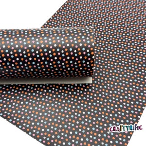 Halloween Dots Faux Leather Sheet, Halloween Faux Leather Sheets, Halloween Themed Leatherette for Crafts