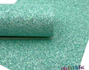Light Teal Chunky Glitter Sheet, Chunky Glitter Fabric Sheet, Canvas Fabric for Bows