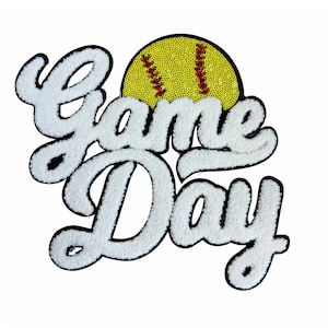 Game Day Chenille Patch, Softball Sequin Iron On Patch, T-Shirt patch, Heat Transfer Patch