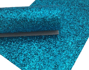 TURQUOISE Chunky Glitter Canvas Sheets, Glitter Faux Leather, Vinyl Fabric Sheet - 396