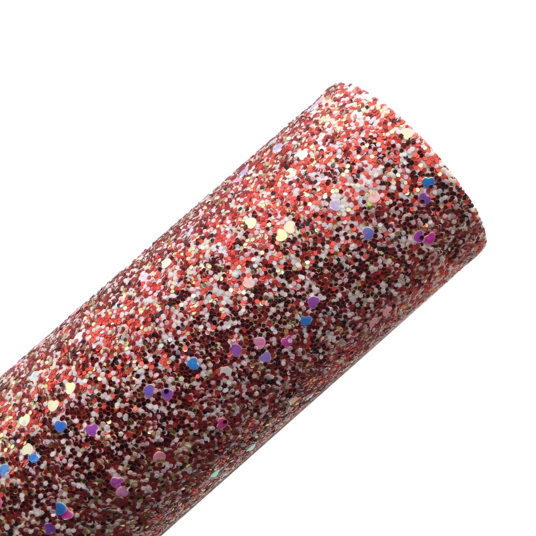 HEARTS RED SEQUIN Chunky Glitter Canvas Sheets, Chunky Glitter, Glitter