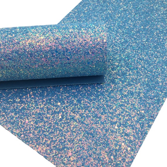 PARADISE BLUE Chunky Glitter Fabric Sheets, Chunky Glitter Fabric Sheet,  Canvas Fabric for Bows 0768 