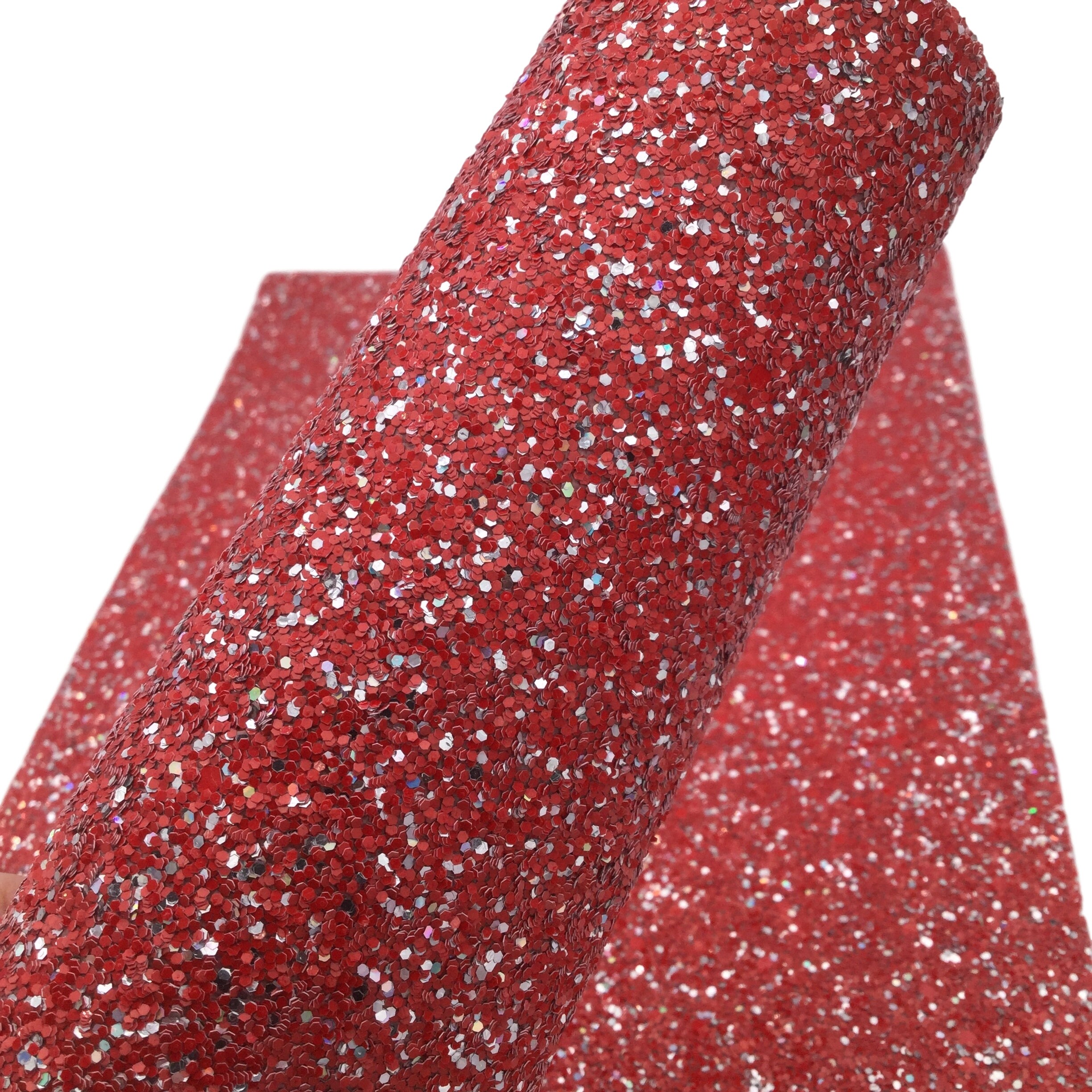 RED WITH SILVER Chunky Glitter Canvas Sheets Chunky Glitter Etsy