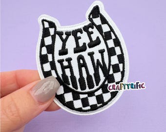 Yeehaw Horseshoe Patch, Western Patch, Preppy Patch, Embroidered Patch, Hat Patch, Trucker Hat Patch, Iron On Patch
