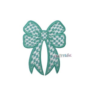 Checkered Bow Patch - Teal
