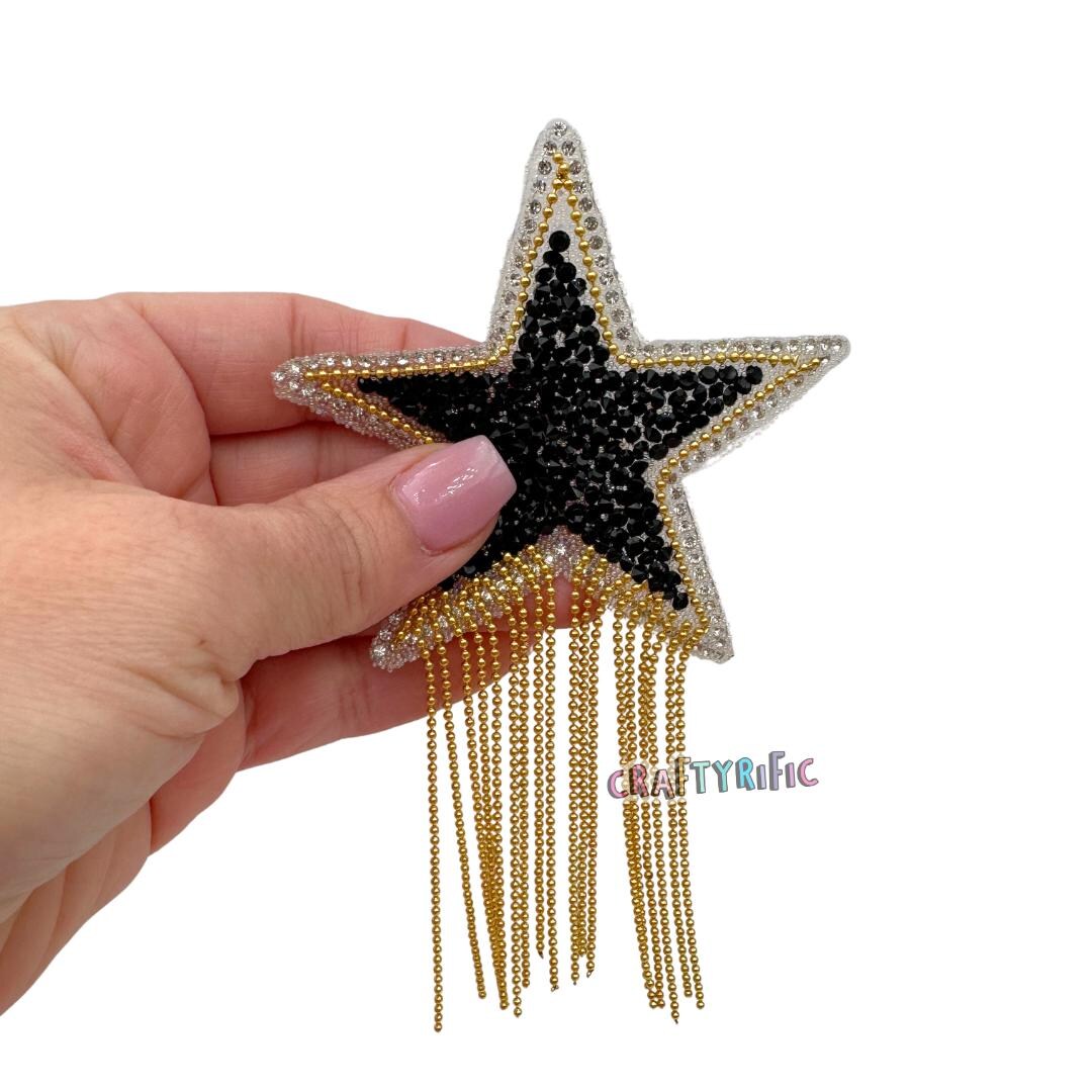Black Rhinestone Star Patch, Hotfix Rhinestone Patch, Trucker Hat ...
