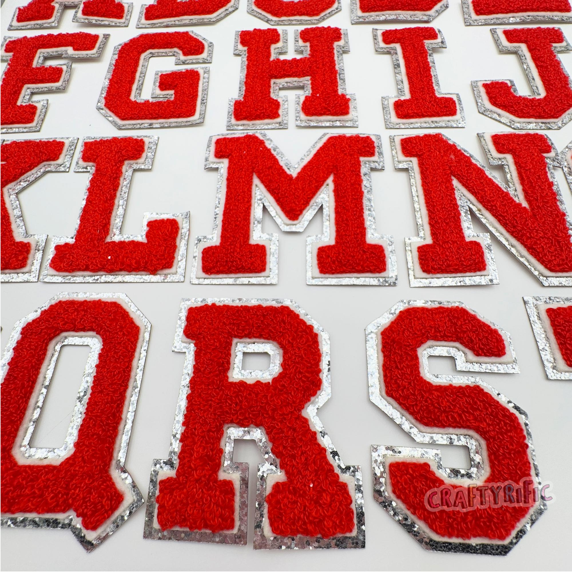 Shish Red Lettering Red and Silver Glitter Chenille Letter Patch - Etsy