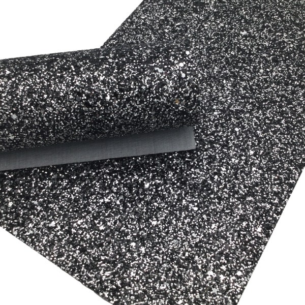 BLACK DIAMOND Chunky Glitter Canvas Sheets, Glitter Fabric Sheet, Glitter Faux Leather - 1052