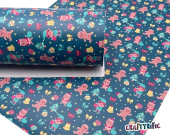 Christmas Faux Leather Sheets, Holiday Print Leatherette, Faux Leather for Crafts