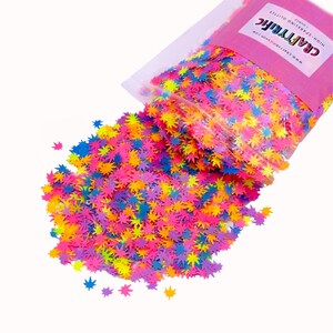 Neon Pot Leaf Shape Glitter, 1 OUNCE, Solvent Resistant, Polyester Glitter, Glitter For Tumblers, Cosmetic Grade Glitter, Glitter For Resin