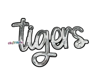 Tigers Sequin Patch, Game Day Large Patches, Sequin Iron On Patch, T-Shirt patch, Heat Transfer Patch