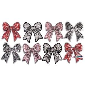 Side Bow Patch, Sequin Bows Patch, Iron On Patch, T-Shirt patch, Sold Individually