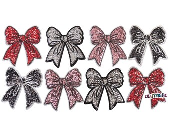 Side Bow Patch, Sequin Bows Patch, Iron On Patch, T-Shirt patch, Sold Individually