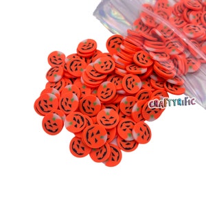 10mm Happy Pumpkin Polymer Clay Slices
