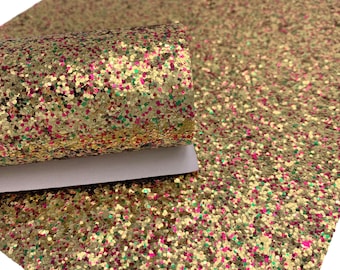GOLD DIPPED Chunky Glitter Canvas Sheets, Glitter Fabric Sheet, Glitter Faux Leather, Fabric Sheet - 117