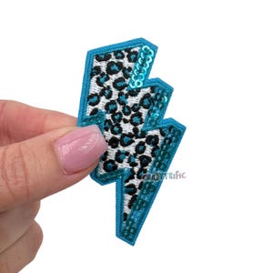 Turquoise Leopard Bolt Patch, Bolt Patch, Preppy Patch, Embroidered Patch, Hat Patch, Trucker Hat Patch, Iron On Patch