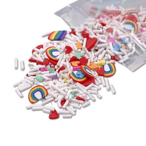 Kawaii Rainbow Mix Polymer Clay Slices, Polymer Clay Slices, Fake Sprinkles, Jimmies, Clay Slices for Nails, Resin Crafts and Slime