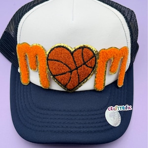 Basketball Mom Patch, Basketball Chenille Patch, Glitter Patch, Hat Patch, Trucker Hat Patch, Iron On Patch, Patch Only