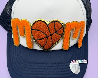 Basketball Mom Patch, Basketball Chenille Patch, Glitter Patch, Hat Patch, Trucker Hat Patch, Iron On Patch, Patch Only