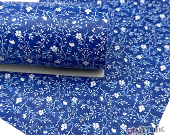 Floral Chinoiserie Faux Leather Sheet, Coquette Print, Grand Millennial Custom Printed Leather