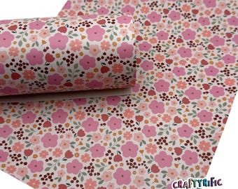 Pink Floral Faux Leather Sheet