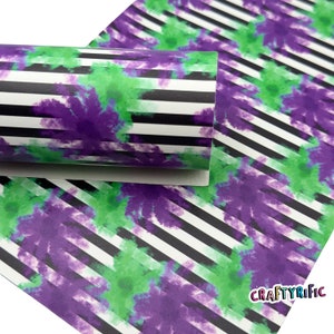 Halloween Stripe Faux Leather Sheet, Halloween Faux Leather Sheets, Halloween Themed Leatherette for Crafts