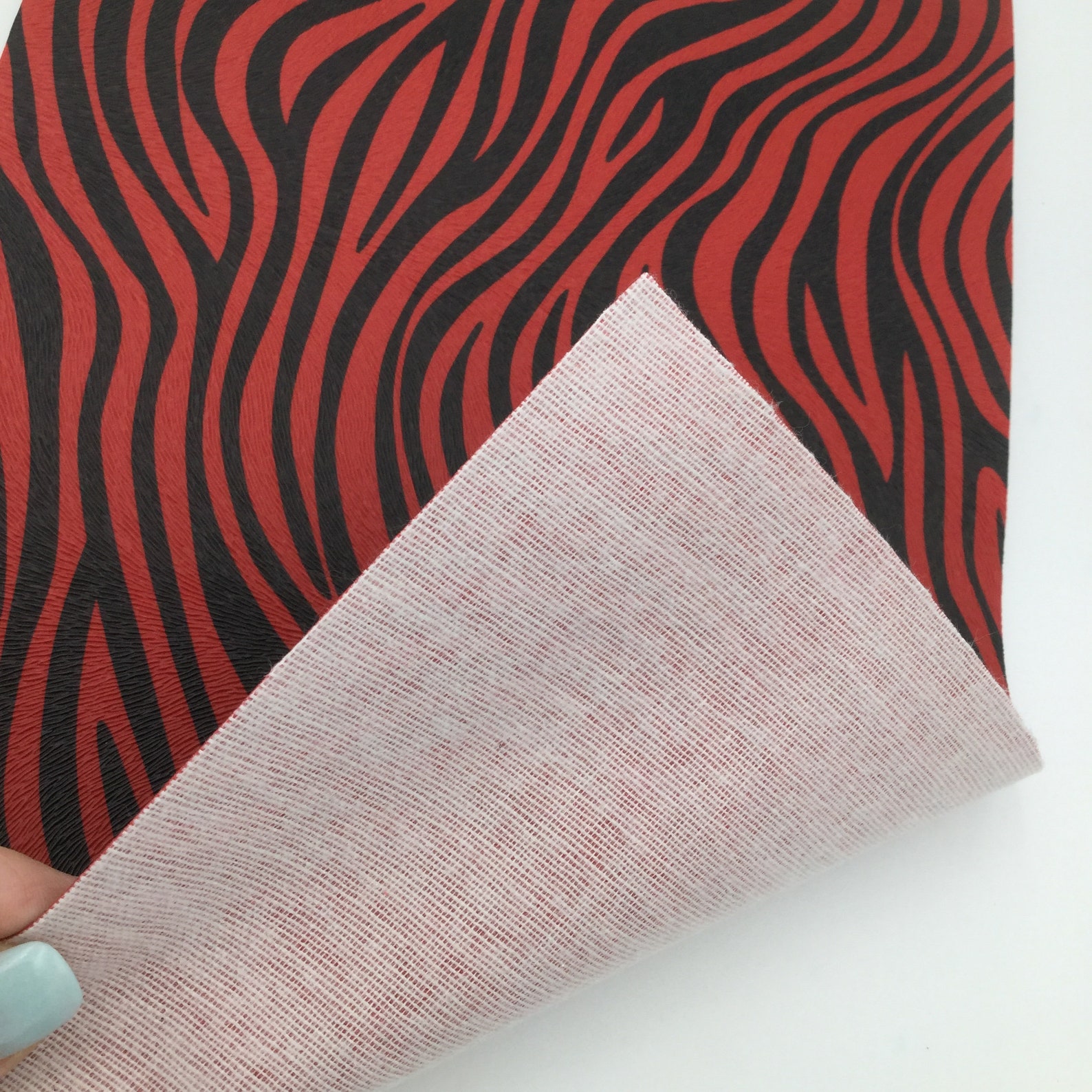 RED ZEBRA Print Faux Leather Sheet, Textured Faux Leather, Zebra PVC ...