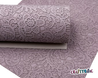Lilac Floral Embossed Faux Leather Sheets, PVC Faux Leather Sheet, Embroidery Sewing Vinyl, Vegan Leatherette