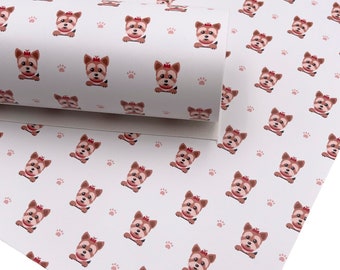Yorkie Custom Print Faux Leather Sheet