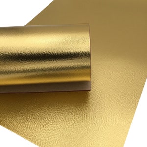 METALLIC GOLD SAFFIANO Faux Leather Sheets, Saffiano Texture, Leather for Earrings, Fabric Sheet, Textured Leather